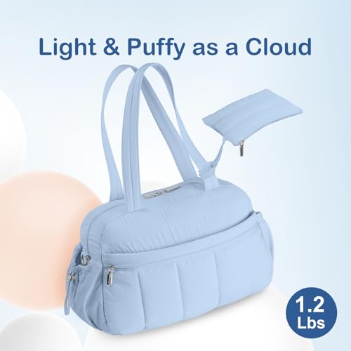 TOPDesign Travel Duffel Bag, Puffy Carry On Overnight, Gym Bag w/Wet Pocket - color: Ocean Blue