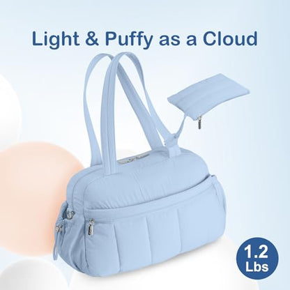 TOPDesign Travel Duffel Bag, Puffy Carry On Overnight, Gym Bag w/Wet Pocket - color: Ocean Blue