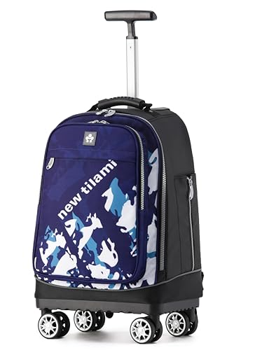 NEW TILAMI 19 Inch Rolling Backpack 4 Spinner Wheels for School, Dark Blue - color: Blue Shadow Illusory Form