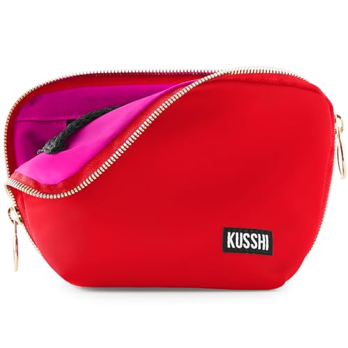 KUSSHI Washable Travel Makeup Bag for Purse (Everyday, Candy Apple Red/Pink) - color: Candy Apple Red/Pink, size: Everyday (Purse) Bag