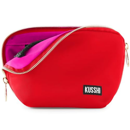 KUSSHI Washable Travel Makeup Bag for Purse (Everyday, Candy Apple Red/Pink) - color: Candy Apple Red/Pink, size: Everyday (Purse) Bag