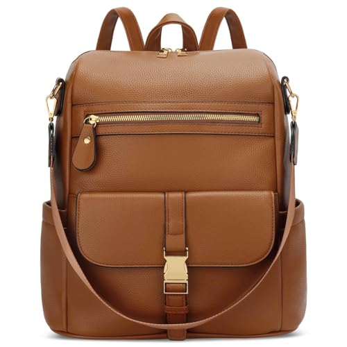 KKXIU Backpack Purse for Women, Multi-pocket Backpack for Travel, Work - color: Brown