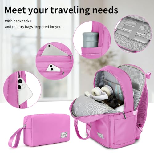 LARVENDER Expandable Carry On 3 Piece Luggage Set with Backpack 20 Inch - color: Berry, style: 3 Piece Sets