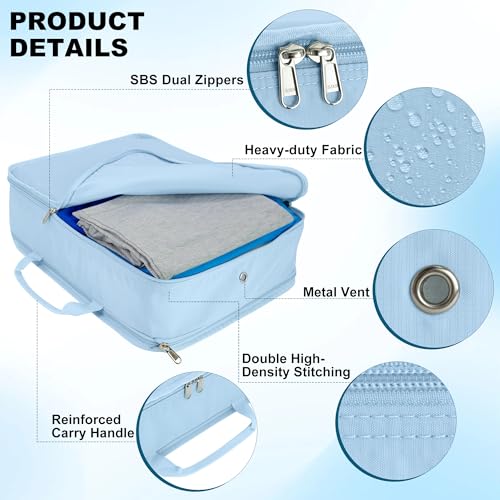 Compression Packing Cubes Travel Packing Suitcase Organizer Bags, Blue - color: Blue, size: Large
