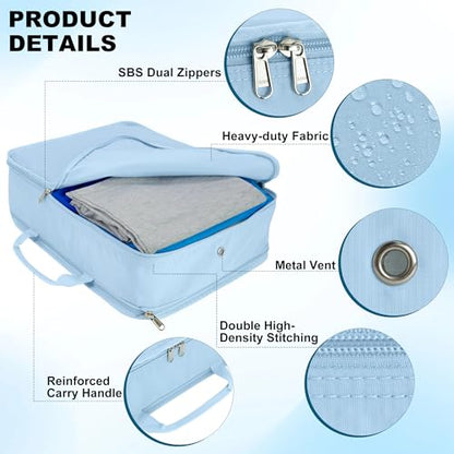 Compression Packing Cubes Travel Packing Suitcase Organizer Bags, Blue - color: Blue, size: Large