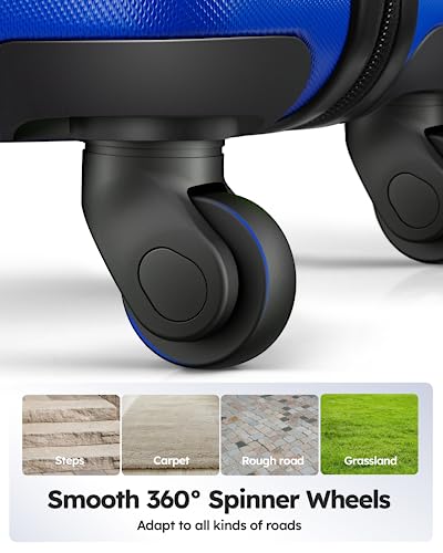 Suitour Luggage Sets 2 piece Carry on and Checked Luggage,Suitcases with Wheels 20/24 inch - color: Bright Blue, size: 2-Piece Set (20/24)