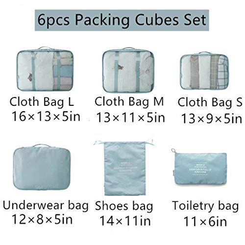Luggage Packing Organizers Packing Cubes Set for Travel (blue) - color: blue 6pc