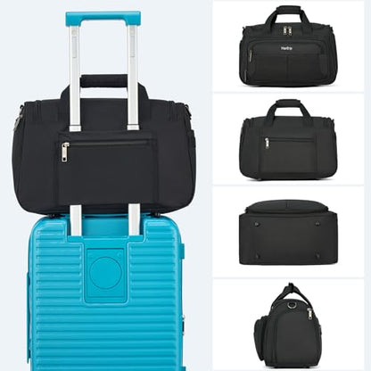 HanTrip 16 Inch Under Seat Carry On Duffle Bag for Airplanes, Black - color: Black, size: Carry-on 16.5-Inch