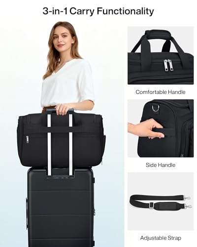MILADA Carry On Luggage Bags for Travel Foldable Personal Item Travel Bag - color: Black, size: Carry On 21.5 inch