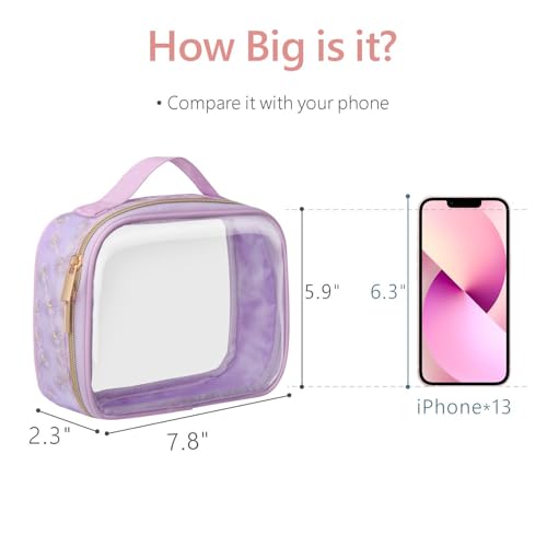 PACKISM Clear Makeup Bag Travel - TSA Approved Toiletry Bag, 3 Pack Purple - color: Purple, size: Medium Set (Patterned/ Lace Edition)