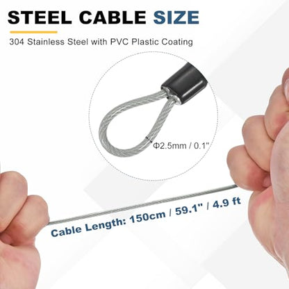 PATIKIL 4.9ft(59.1") Security Steel Cable with 3 Digit Combination Lock, 1 Set Travel Padlock PVC Coated Safety Wire Rope Double Loop for Luggage Suitcase, Clear White - color: Clear White, size: 4.9ft