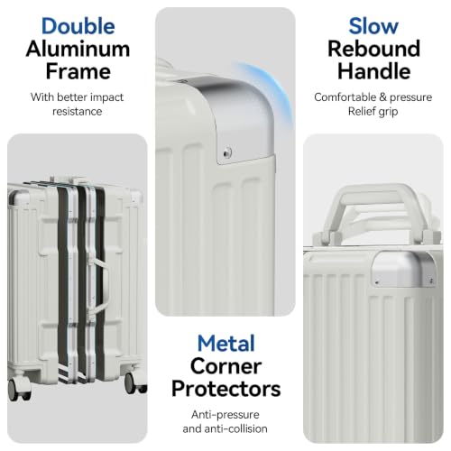 Trunk Luggage, Hardside Large Checked Suitcase, White, 28 in - color: white, size: 28in