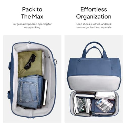 TOPEAST Travel Duffle Bag, Weekender Bags for Women with Shoe Compartment - color: Blue