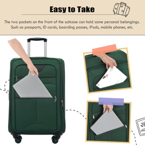 Softside Luggage Set Softshell Lightweight 3 Piece Spinner Suitcase 22" 26" 30" (Orange) - color: Orange