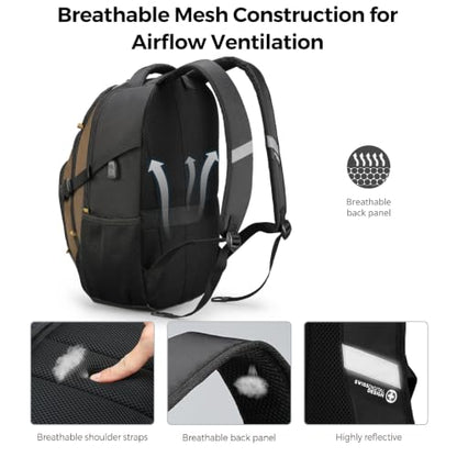 Swissdigital Design Travel Laptop Backpack for Men with USB SD803-34 - color: Tan/Black