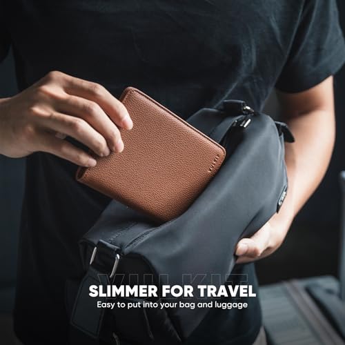 VULKIT Passport Holder Magnetic Closure RFID Blocking Travel Wallet Passport Book Cover Boarding Pass Holder Travel Essentials - color: Grain Espresso
