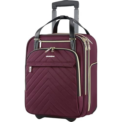 VANKEAN 16" Underseat Rolling Suitcase Travel Business Lightweight - color: Gold Purple