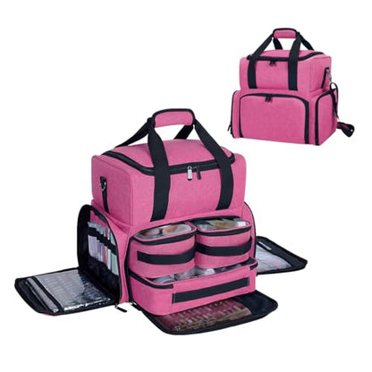 Large Makeup Bag with 3 Removable Case and 2 Removable Dividers,Red - color: Rose Red