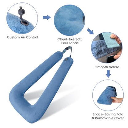 Keemall Inflatable Car Pillow for Kids & Adults, Neck & Body Pain Relief - color: Blue, size: Medium