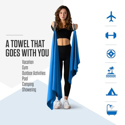VENTURE 4TH Quick Dry Microfiber Towel for Camping & Gym - Blue Extra Large - color: Blue, size: 72.00" x 31.50"