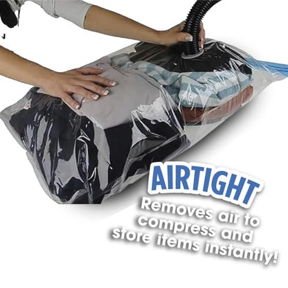 20-Pack Vacuum Storage Bags – Multi-Size (Jumbo to Travel Roll-Up), Double-Zip Seal, Triple-Seal Turbo Valve & Hand Pump – Space-Saving, Reusable, Transparent