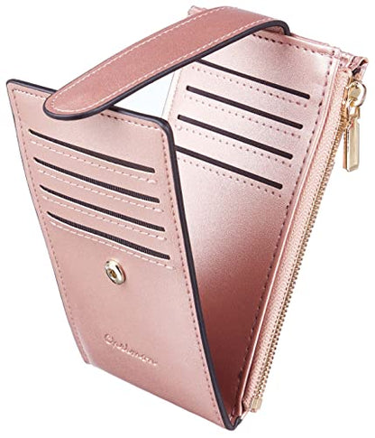 Chelmon Women's RFID Slim Card Holder Wallet - color: Rose Gold Classic
