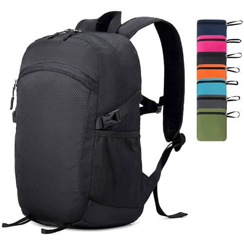Lightweight Hiking Backpack 30L Packable Foldable Daypack Collapsible Travel Bag Water-Resistant for Women Men (Black) - color: Black, size: Large
