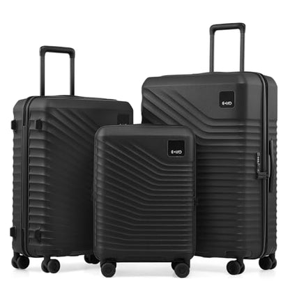 Coolife Luggage 3 Piece Set, Lightweight PC Hardside Suitcases, 20/24/28, Black - color: Black, size: 3-Piece Set (20/24/28)