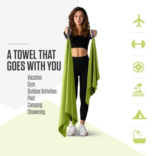 VENTURE 4TH Quick Dry Microfiber Towel for Camping & Gym - Lime Medium - color: Lime, size: 40.00" x 21.00"