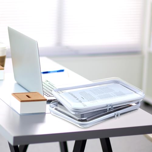 Sanwuta 6 Clear Hard Zipper Case,White,12.6 X 9 X 2 Inch - color: White, size: 12.6 x 9 x 2 Inch