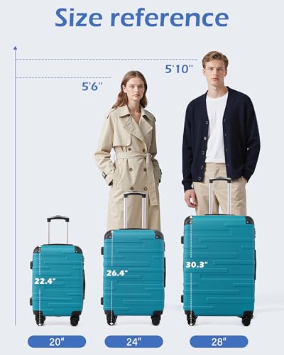 Coolife Hardside ABS Luggage, TSA Lock, Spinner Wheels, 20in Carry-On - color: blue, size: Small (20 In)