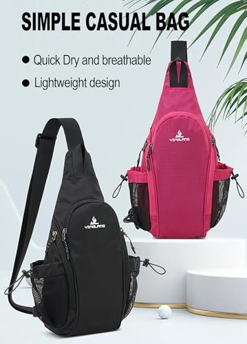 Peicees Small Sling Bag Backpack Crossbody Gym Bag Chest Daypack, Black - color: Black