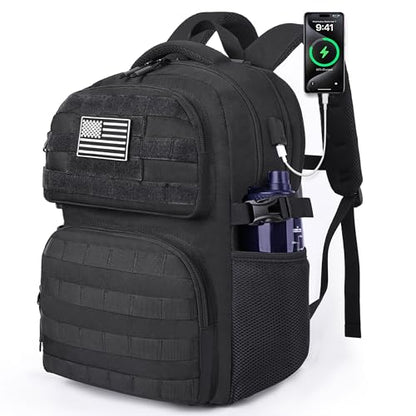 MOZETO 17 Inch Laptop Backpack, Large Tactical Inspired Travel Bag - color: Black