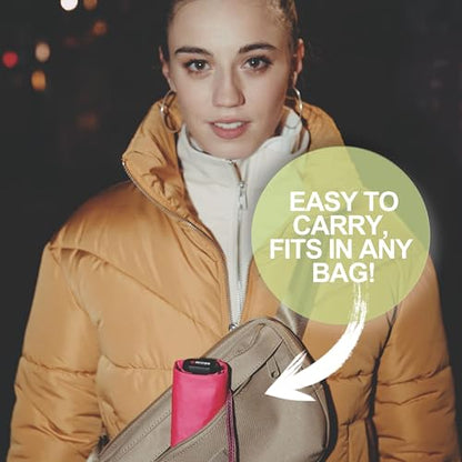 Knirps US.050 Ultra Light Pocket Size Manual Rain Umbrella with Carrying Case - color: Neon Pink