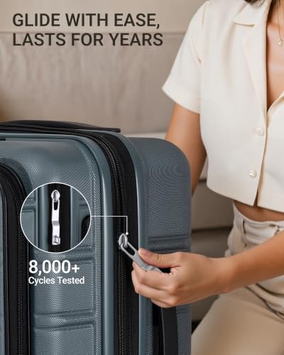 TAKUMI Suitcases with Wheels, Expandable Carry on Luggage, 3 Piece Set - color: Navy, size: 20/24/28 Inch