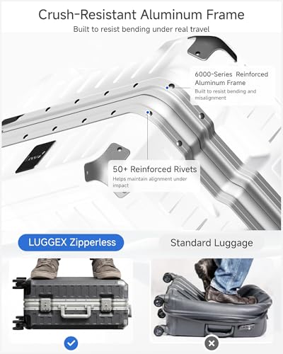 LUGGEX 2-Piece Zipperless Luggage Set, 20/28 Inch, Charcoal Metallic - color: Charcoal Metallic, size: 2 Piece Set（20/28）