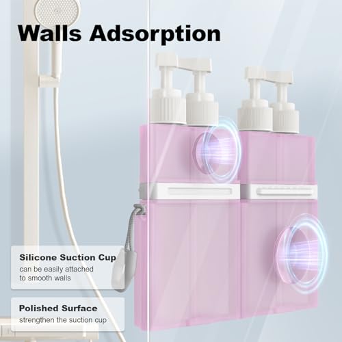 YOTIME 4in1 Travel Dispenser Bottle, TSA Approved Travel Size Containers - color: Pink