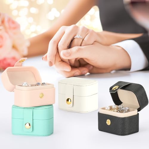 KUKUVR Small Travel Jewelry Ring Stud Earring Box (Pink) - color: Pink