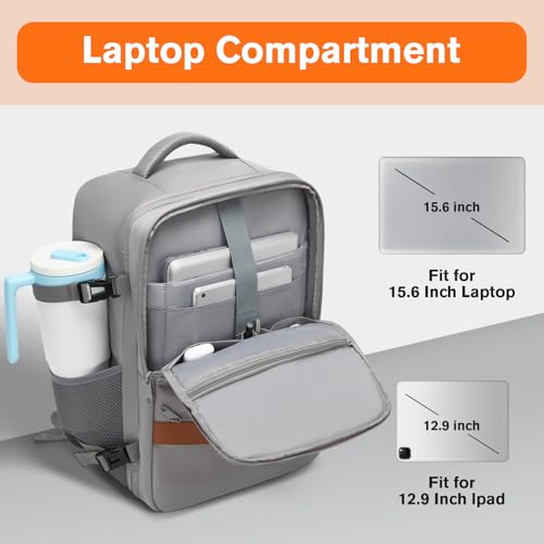 Exquisite Travel Laptop Backpack, Flight Approved Size Carry on Bag (35L) - color: Gray, size: XL (8x12.8x18.5")