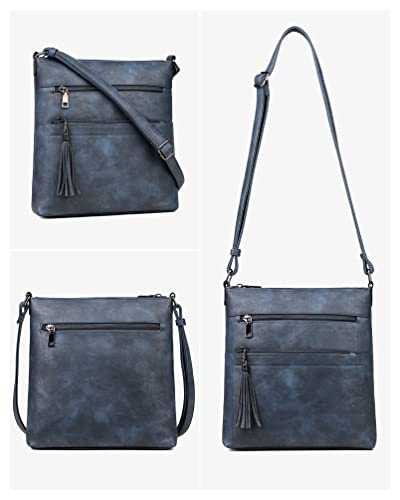 MASINTOR Crossbody Purses for Women, Multi Pocket Crossbody Bag - color: Blue Gray