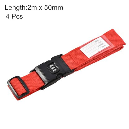 uxcell Luggage Straps Suitcase Belts with Buckle, Combination Lock, Adjustable Travel Packing Accessories - color: Red
