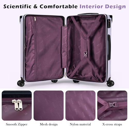 Eeeza Luggage Sets 5 Piece,Lightweight Durable Hardshell,20/24/28 Inch - color: Purple