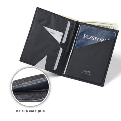 Allett Travel Wallet, RFID Blocking Slim (Nylon, Jet Black) - color: Jet Black