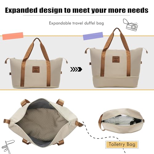 Merax Suitcase Set Softside 3-Piece Expandable Luggage with Travel Bag - color: Khaki(22/26/30/Bags)