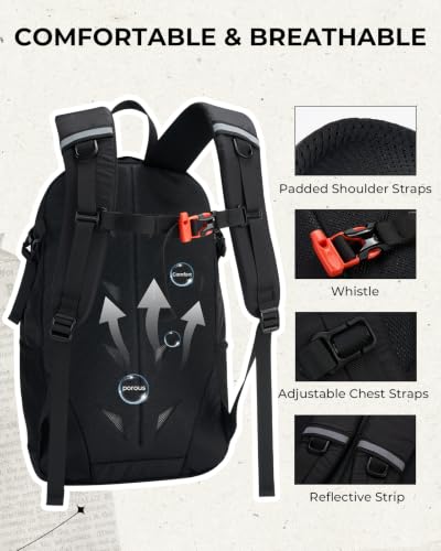 20L Hiking Backpack, Lightweight Travel Backpacks Women Men,Black - color: Black