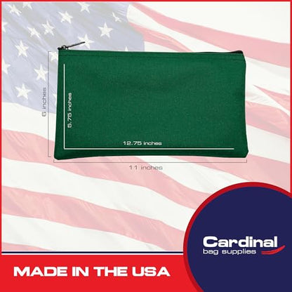 Cloth Zipper Pouch 2-Pack, Forest, 11 x 6 inches - color: Forest Green