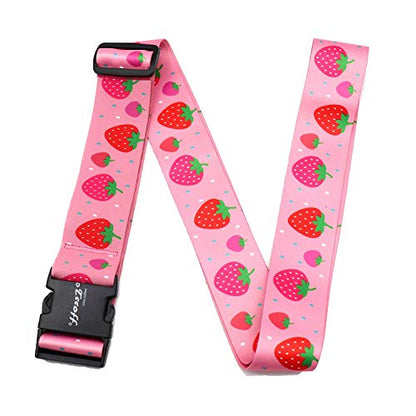 Teeoff Elastic Luggage Straps Suitcase Belts Travel Bag Accessories Adjustable 220CM (Strawberry) - color: Strawberry