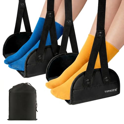 2 Pack Foot Hammock for Plane Travel, Airplane Trip Footrest, Black - color: 2 Pcs Black