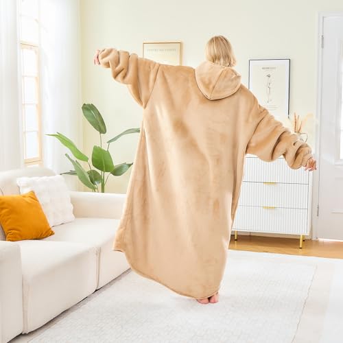 Moinlizy Oversized Wearable Blanket Hoodie for Women Men - color: Khaki