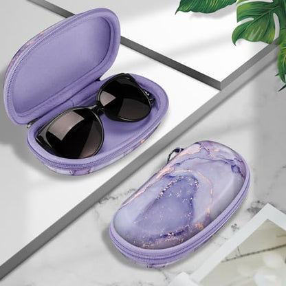 FINTIE Sunglasses Case with Carabiner, Hard Shell Shockproof Sport Glasses - color: Lilac Marble